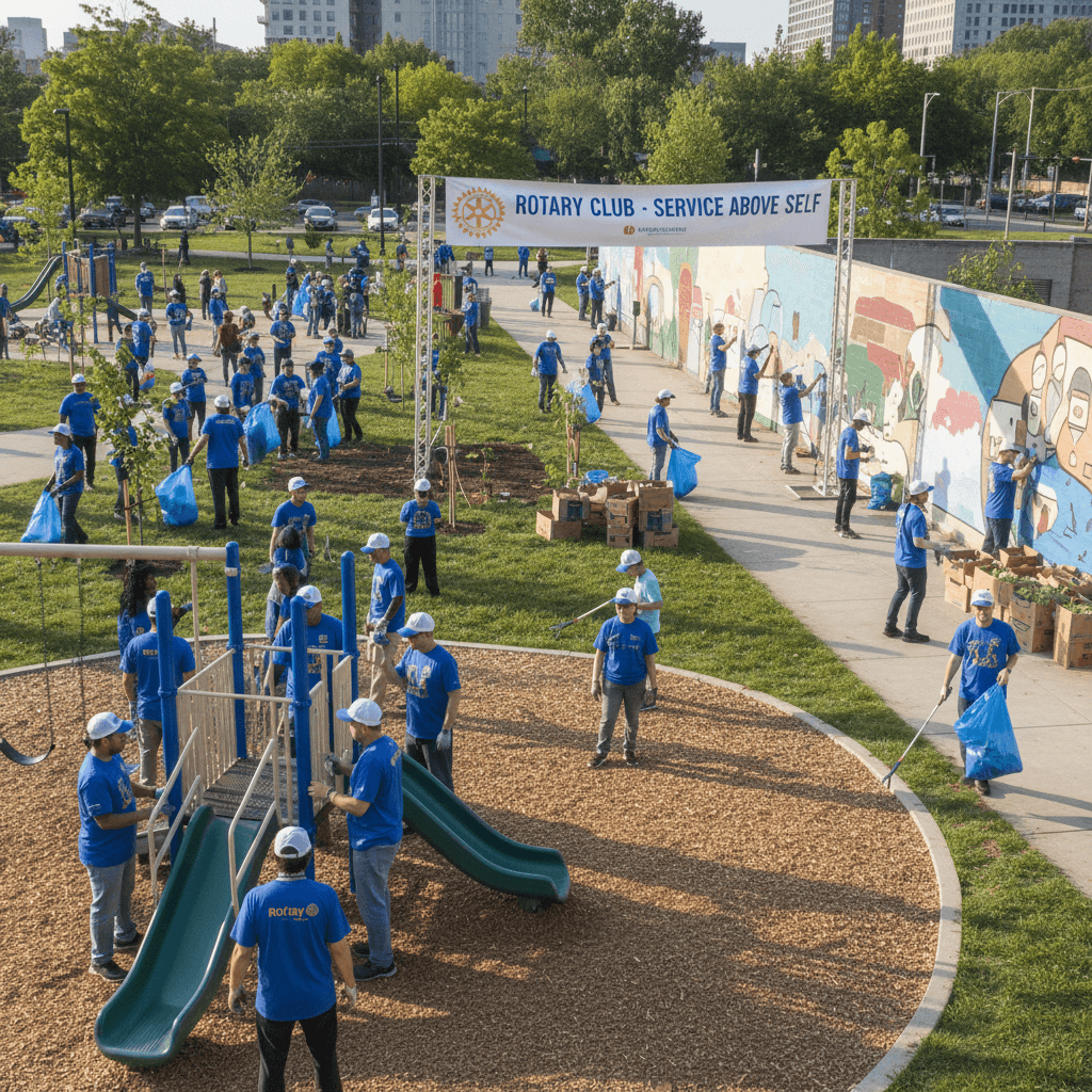 Duarte Rotary Club members volunteering at a community service event